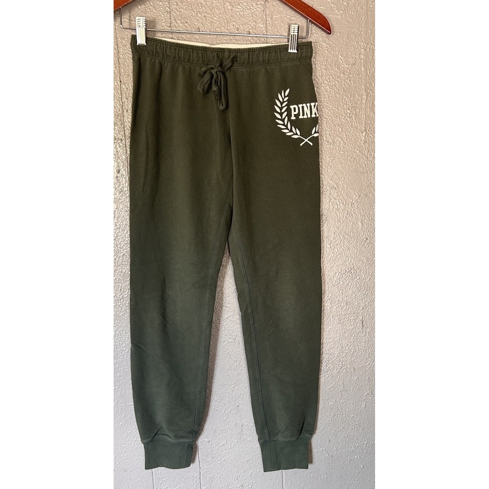 Women's Victoria Secret Pink Olive Green Joggers Sweat Pants Size XS Athleisure